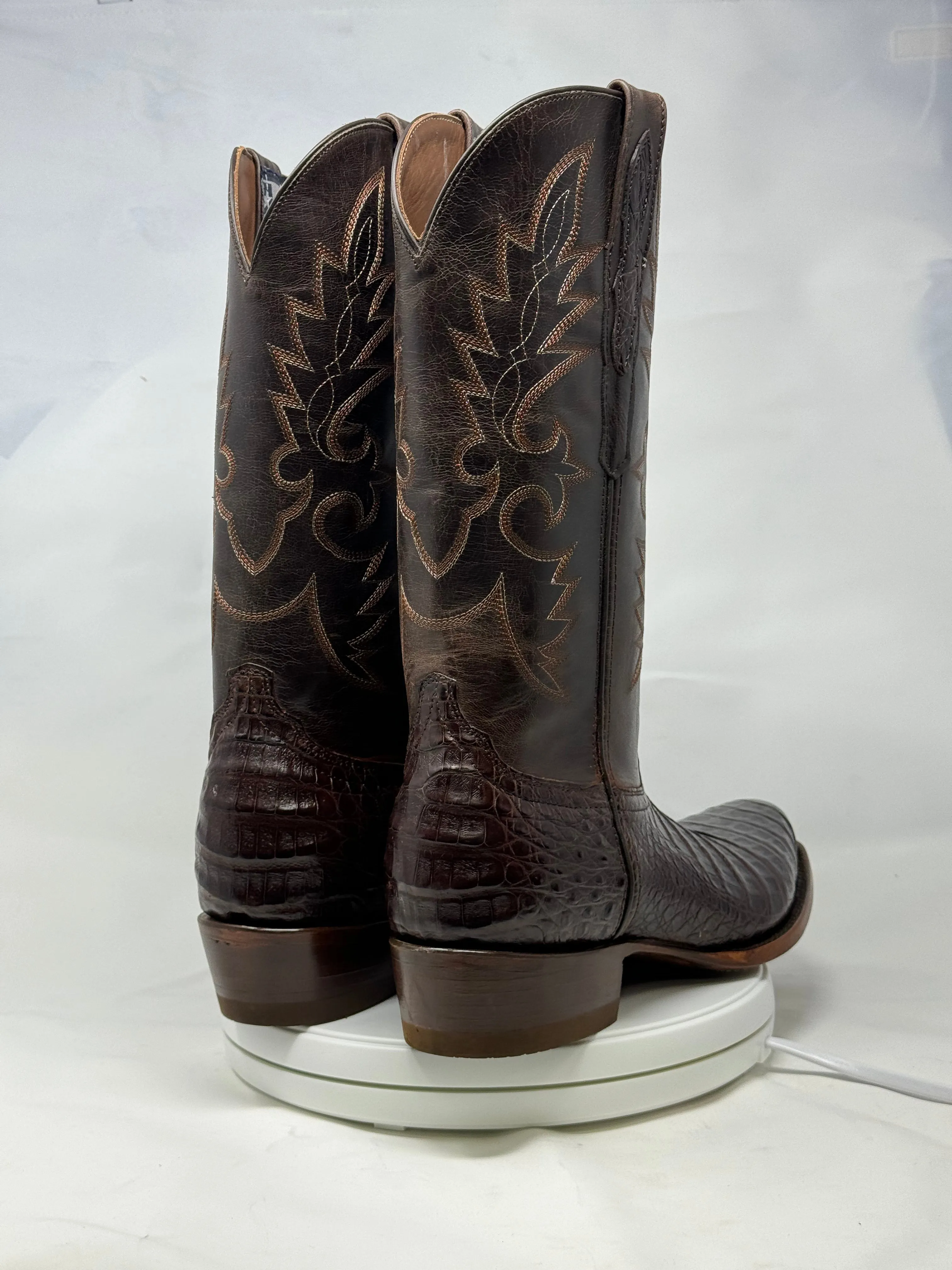 DJ2028 | Don Juan Boots Men's Caiman Belly Chocolate Diamond Toe