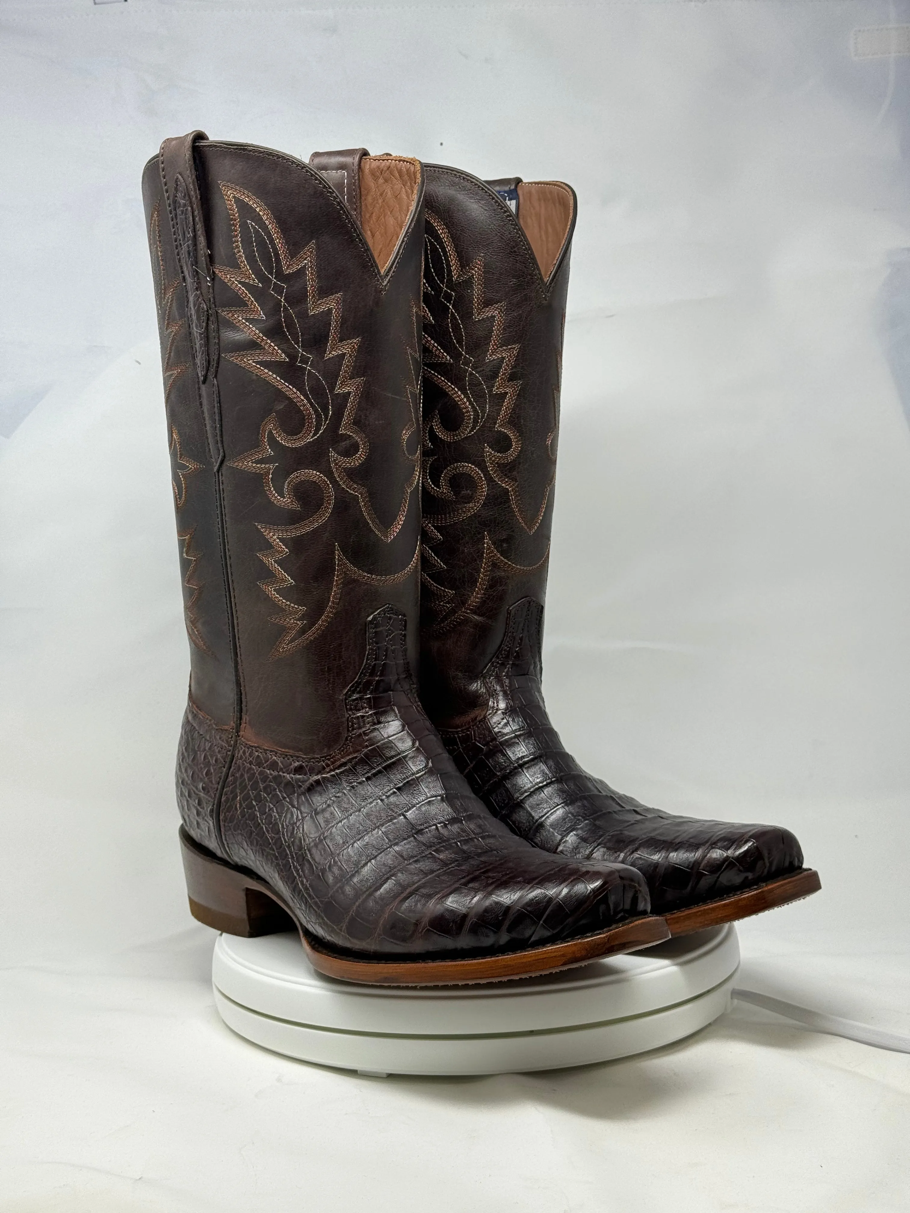 DJ2028 | Don Juan Boots Men's Caiman Belly Chocolate Diamond Toe