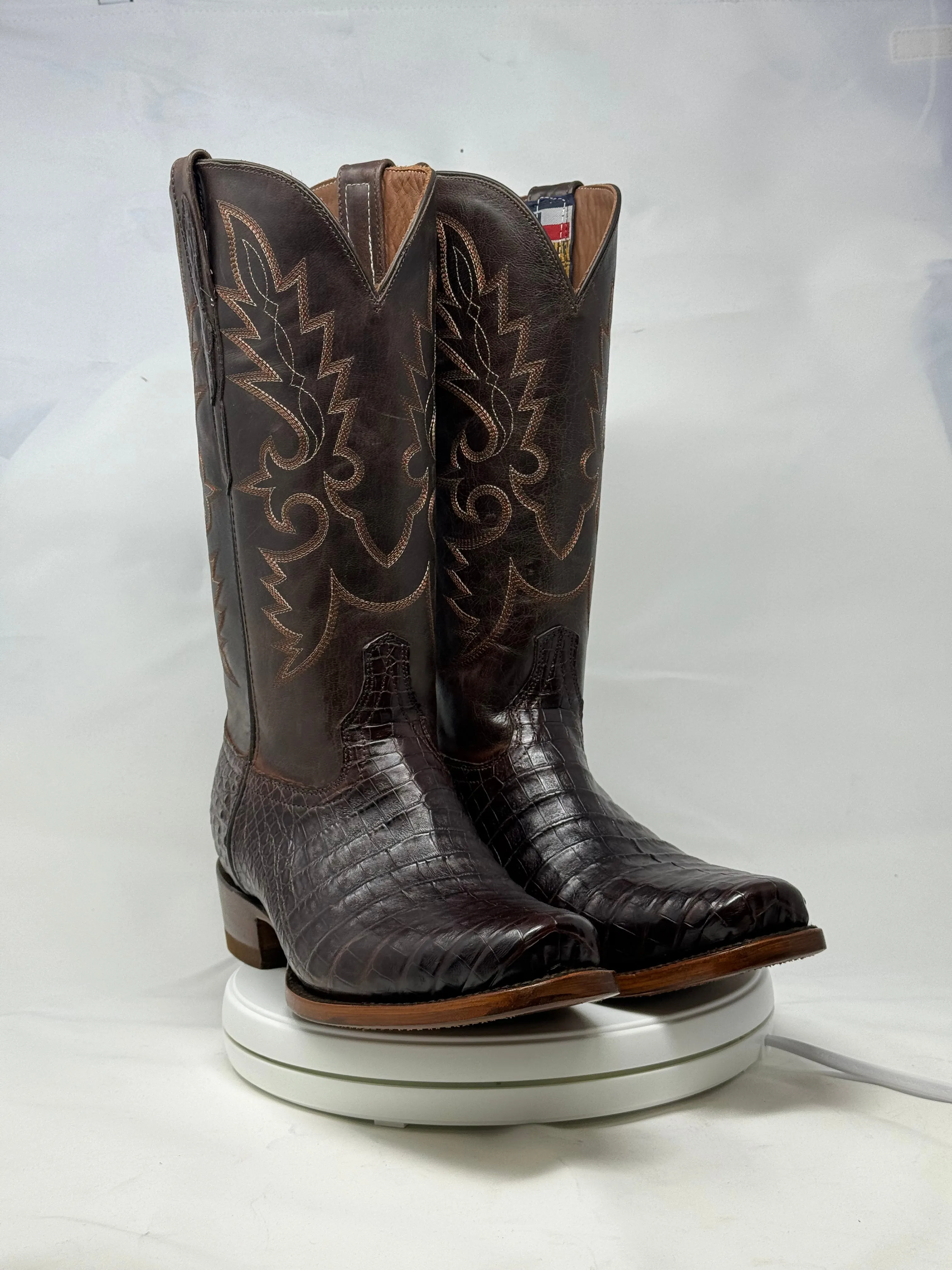 DJ2028 | Don Juan Boots Men's Caiman Belly Chocolate Diamond Toe