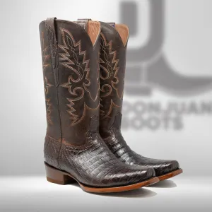 DJ2028 | Don Juan Boots Men's Caiman Belly Chocolate Diamond Toe