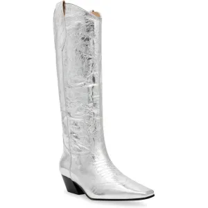 Dollie Silver Leather Western Cowboy Boots