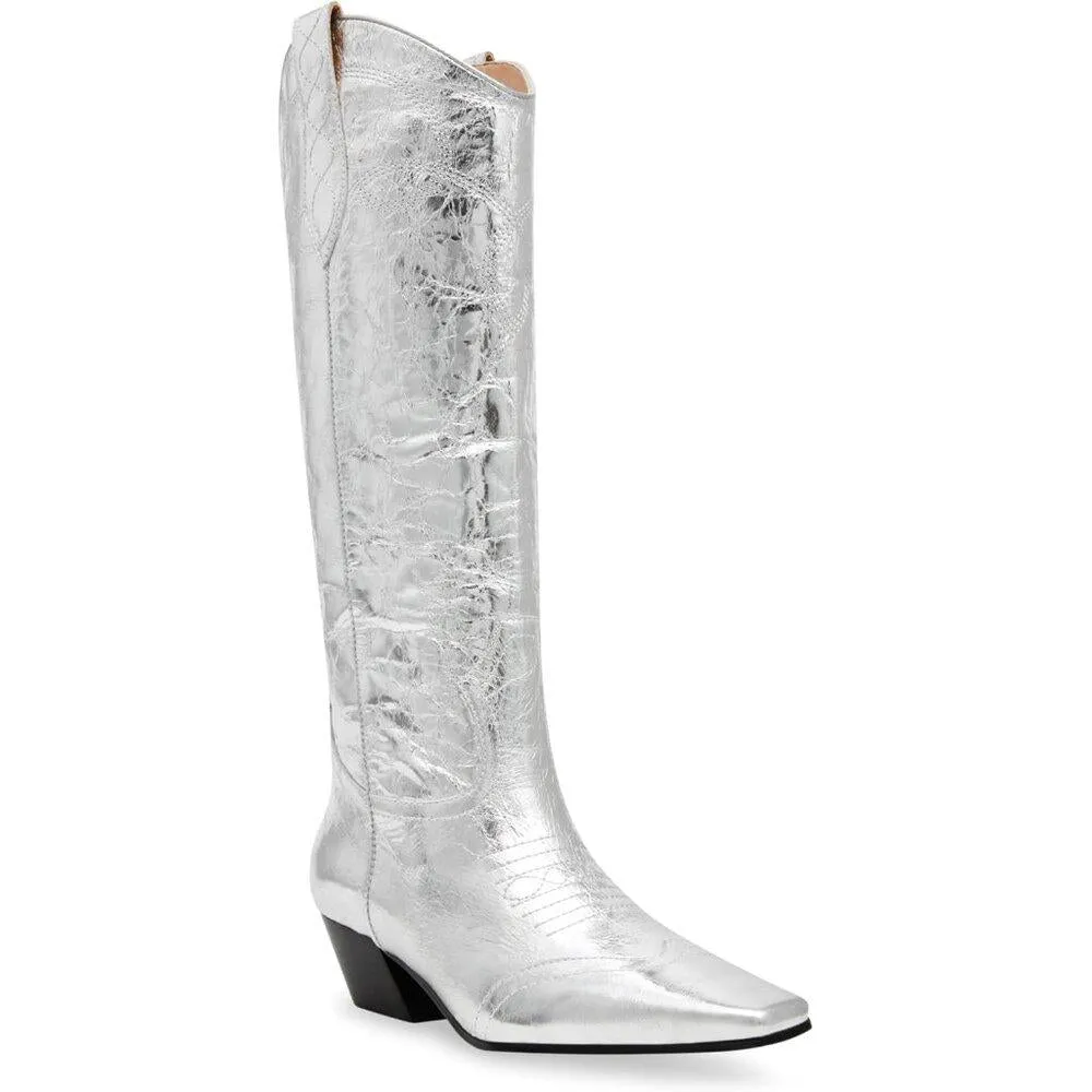 Dollie Silver Leather Western Cowboy Boots