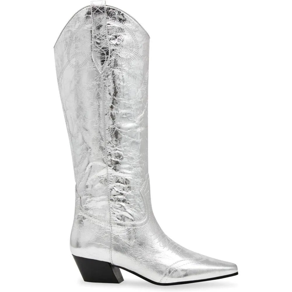 Dollie Silver Leather Western Cowboy Boots