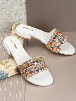 Embellished Block Heels