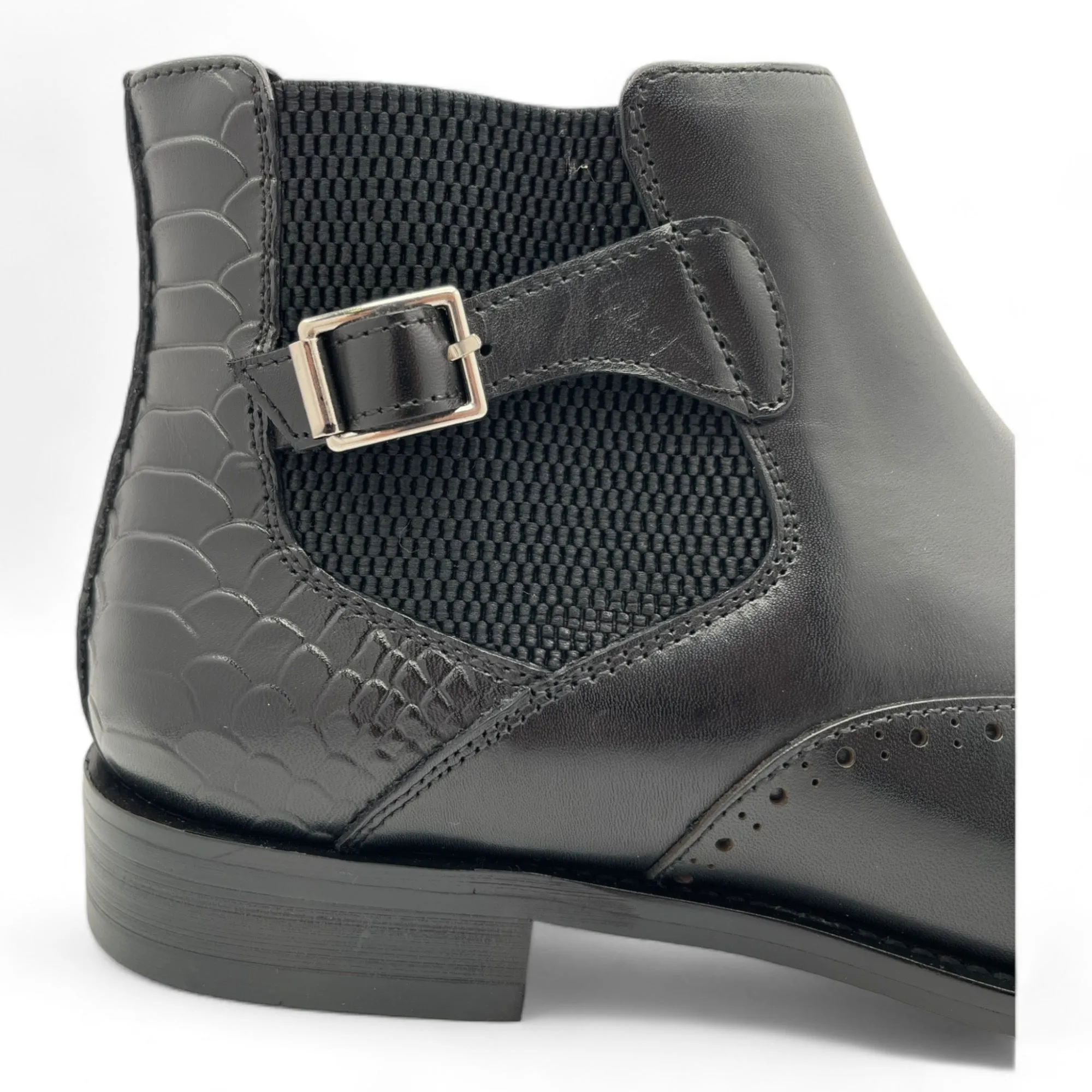 Embossed Croc Leather Dress Boot