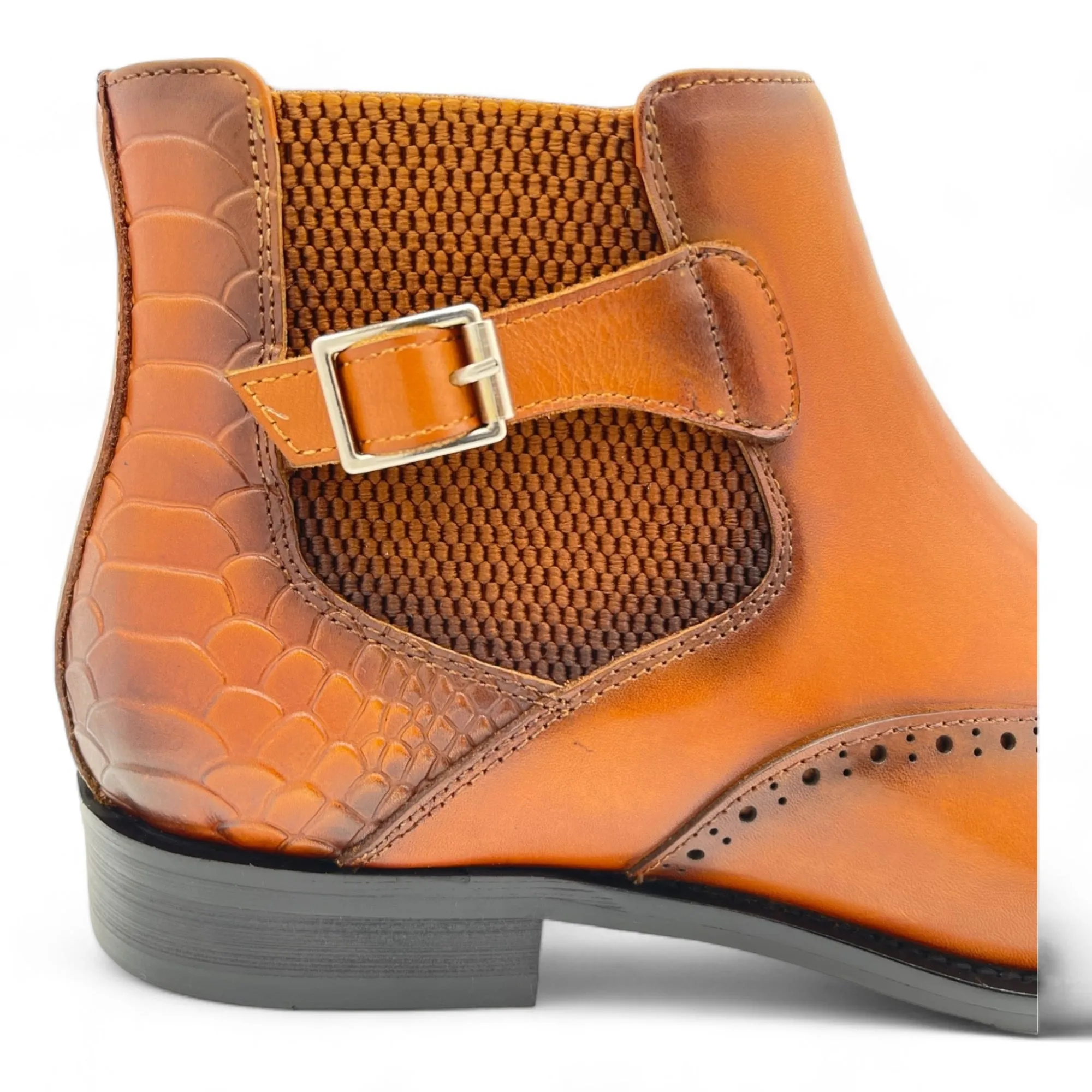 Embossed Croc Leather Dress Boot