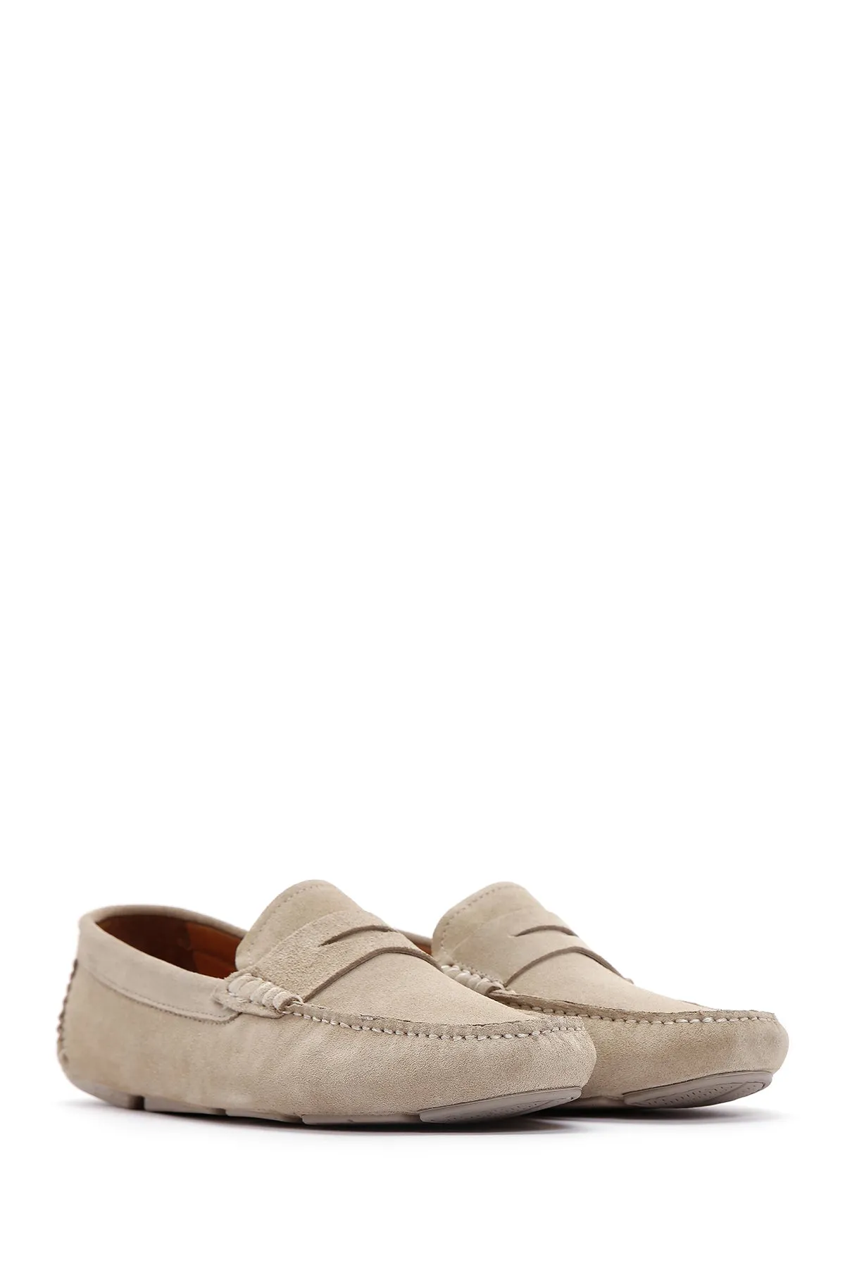 Erkek Bej Deri Casual Loafer
