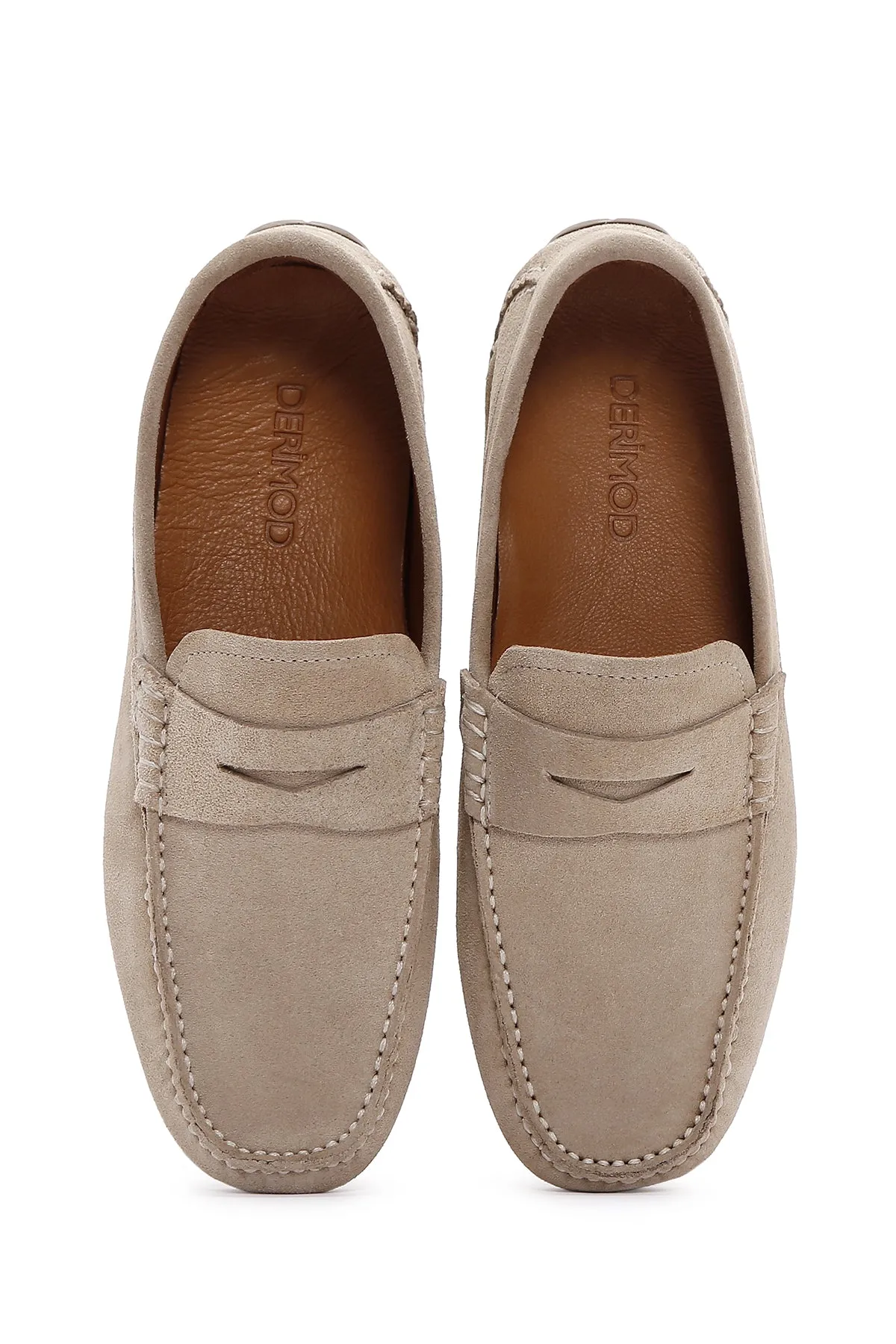 Erkek Bej Deri Casual Loafer