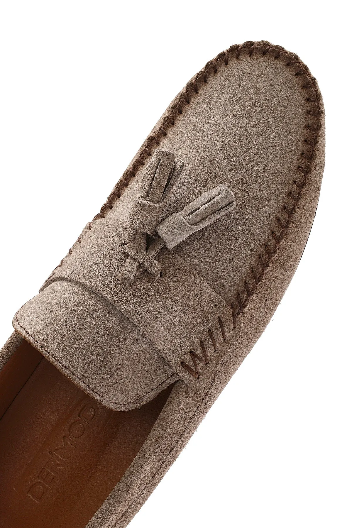 Erkek Bej Püsküllü Süet Deri Casual Loafer