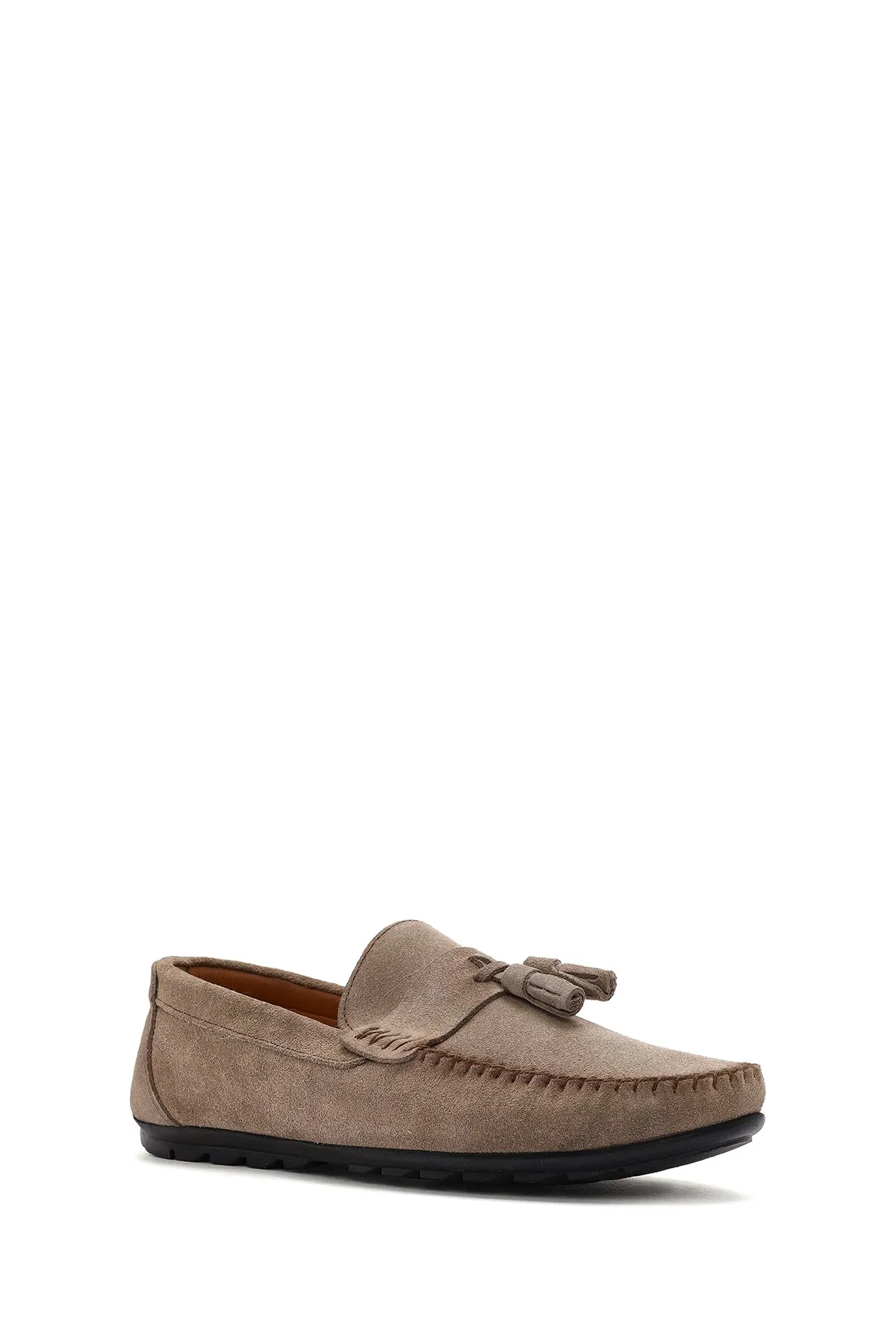 Erkek Bej Püsküllü Süet Deri Casual Loafer