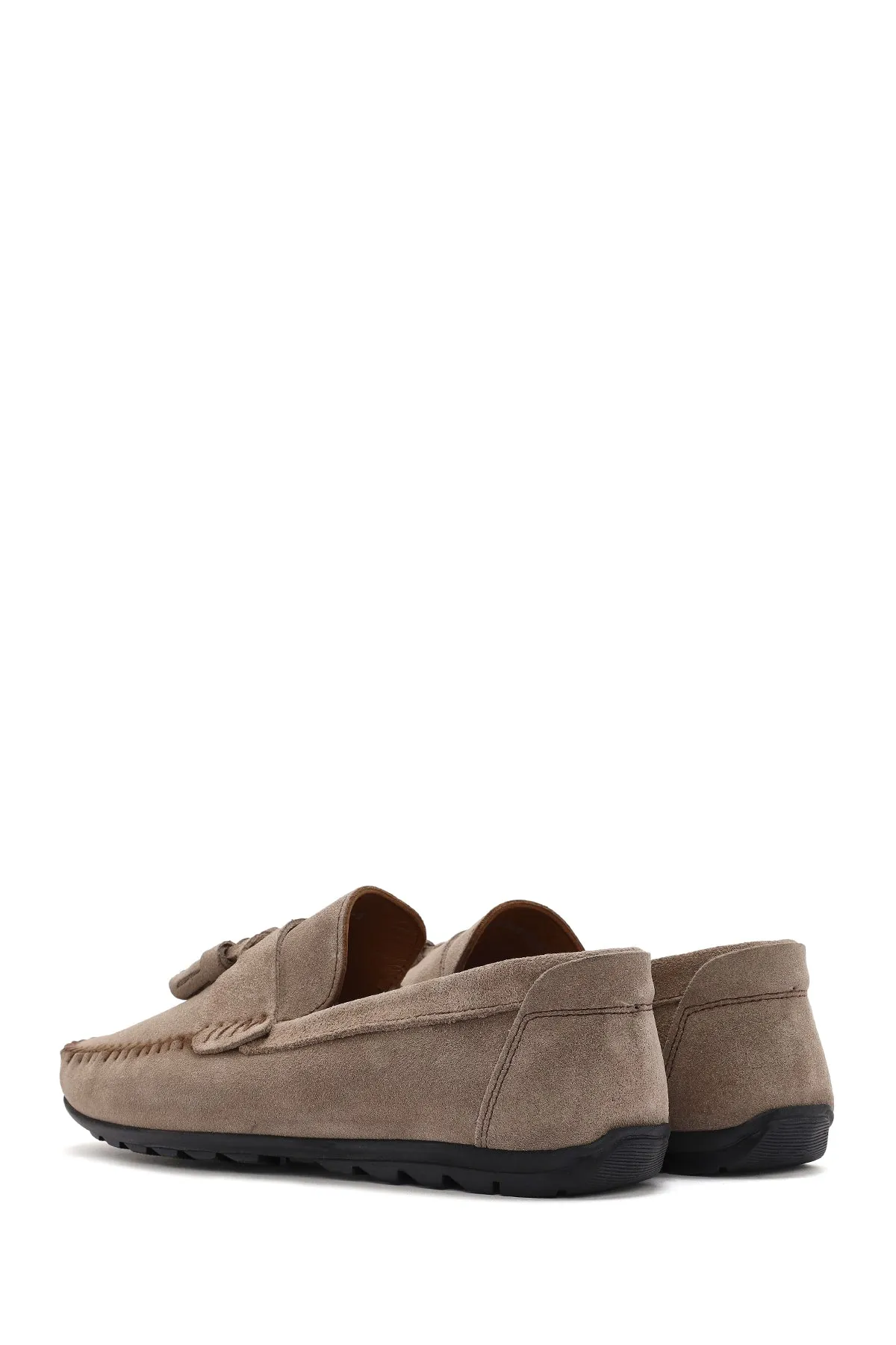 Erkek Bej Püsküllü Süet Deri Casual Loafer