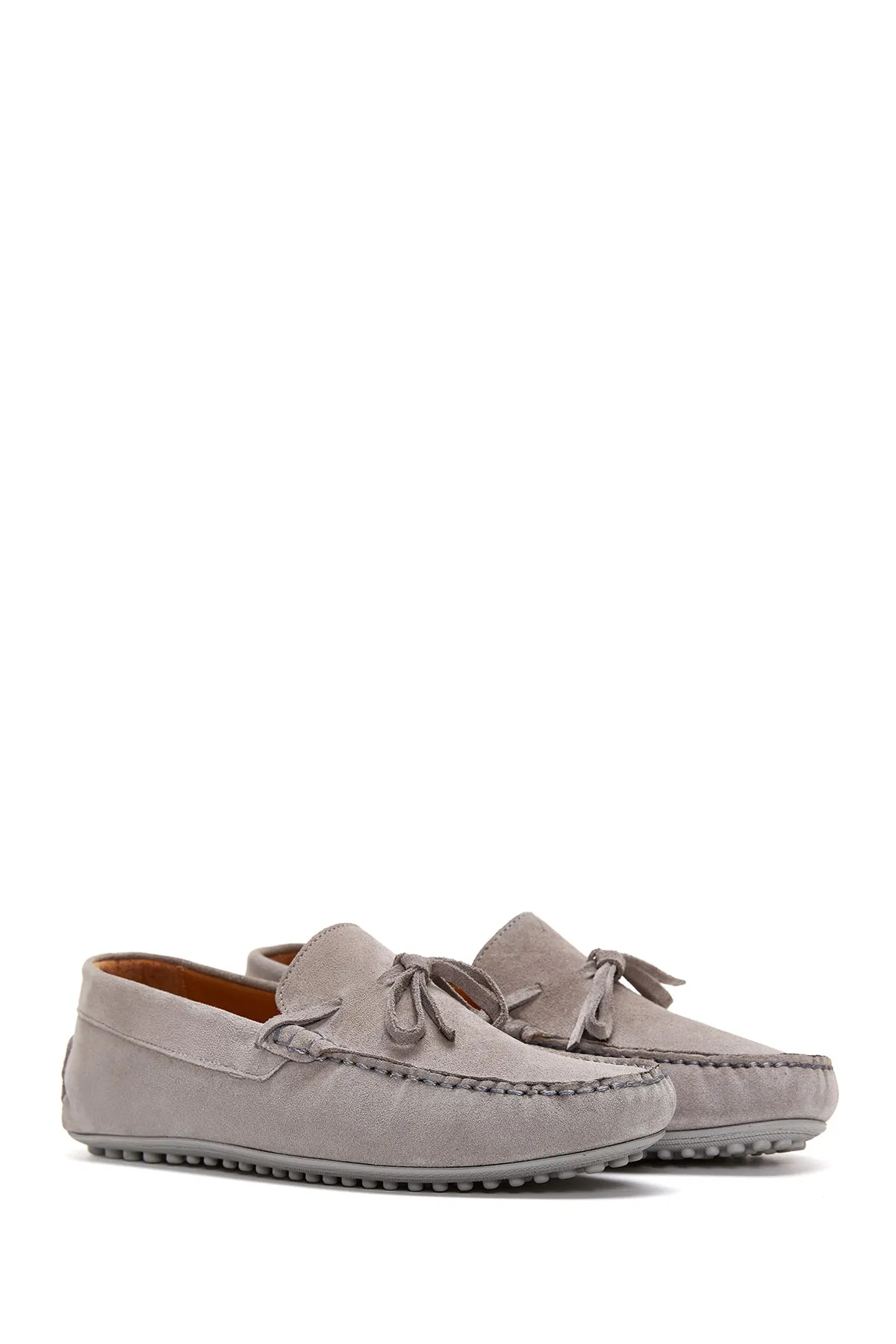 Erkek Gri Süet Deri Casual Loafer