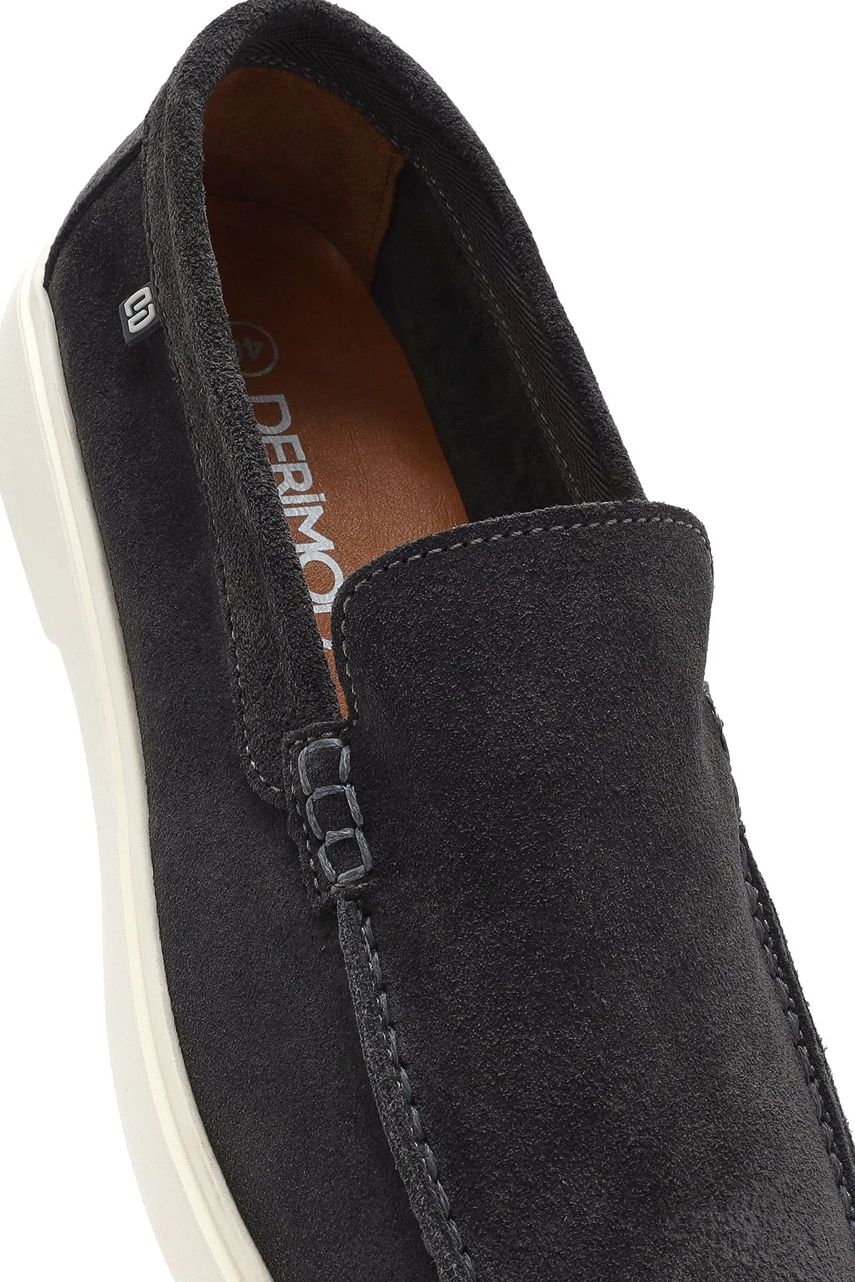 Erkek Gri Süet Deri Casual Loafer