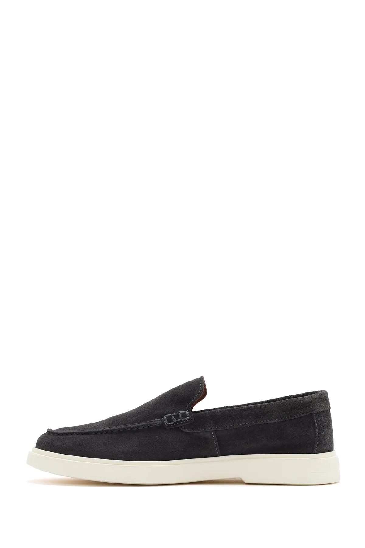 Erkek Gri Süet Deri Casual Loafer