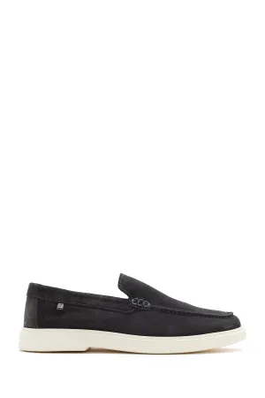 Erkek Gri Süet Deri Casual Loafer