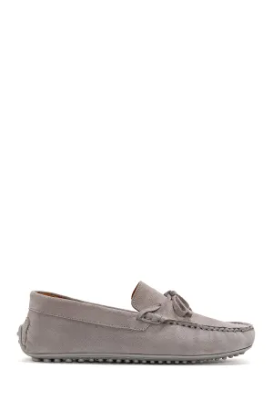 Erkek Gri Süet Deri Casual Loafer