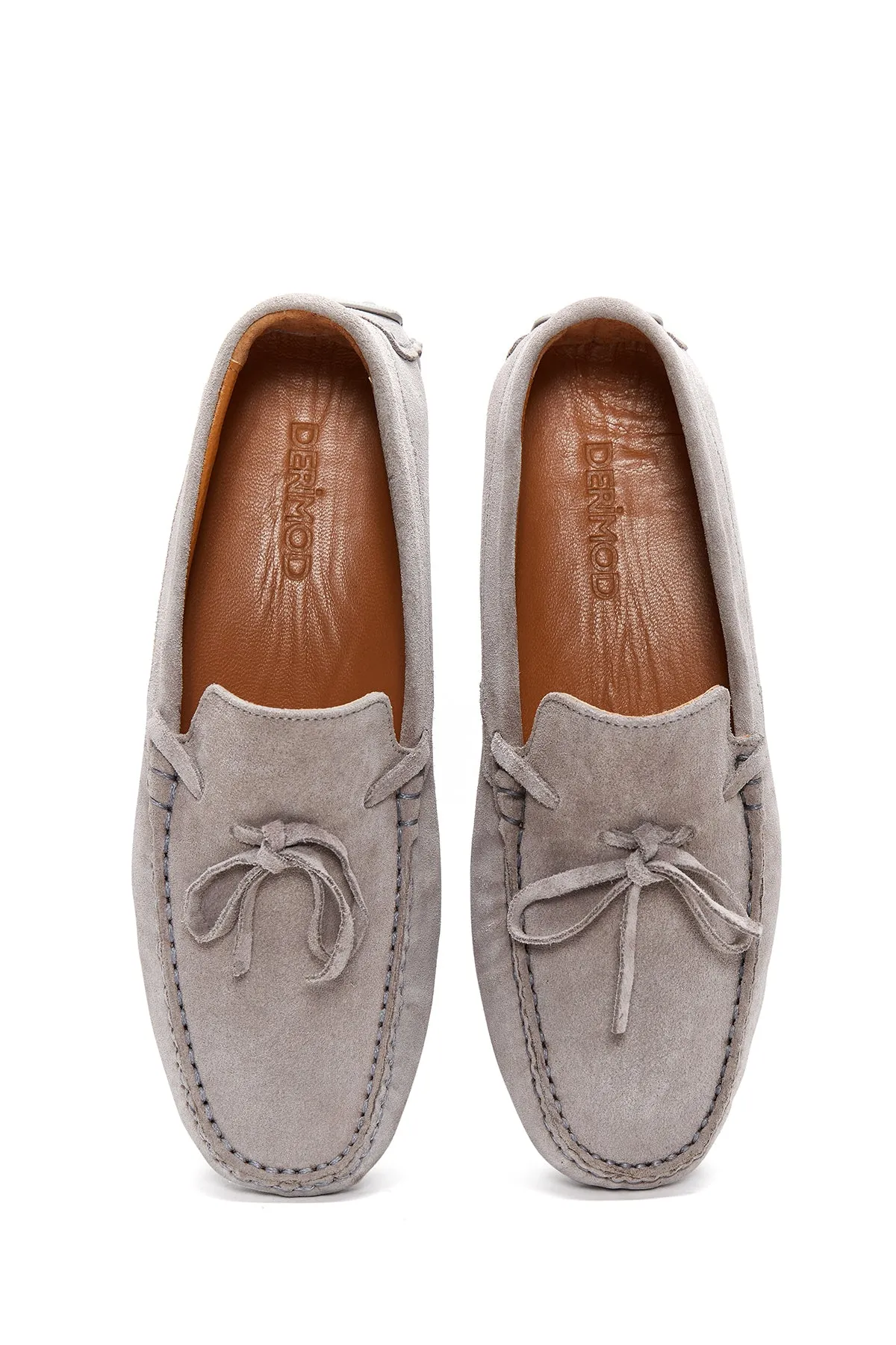Erkek Gri Süet Deri Casual Loafer