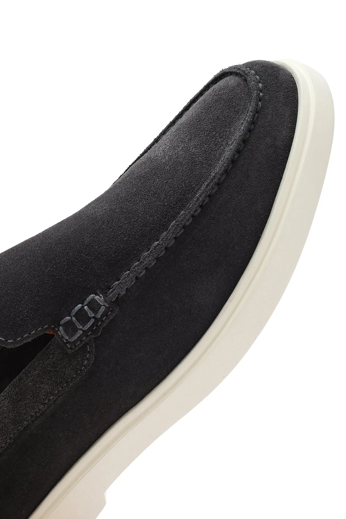 Erkek Gri Süet Deri Casual Loafer