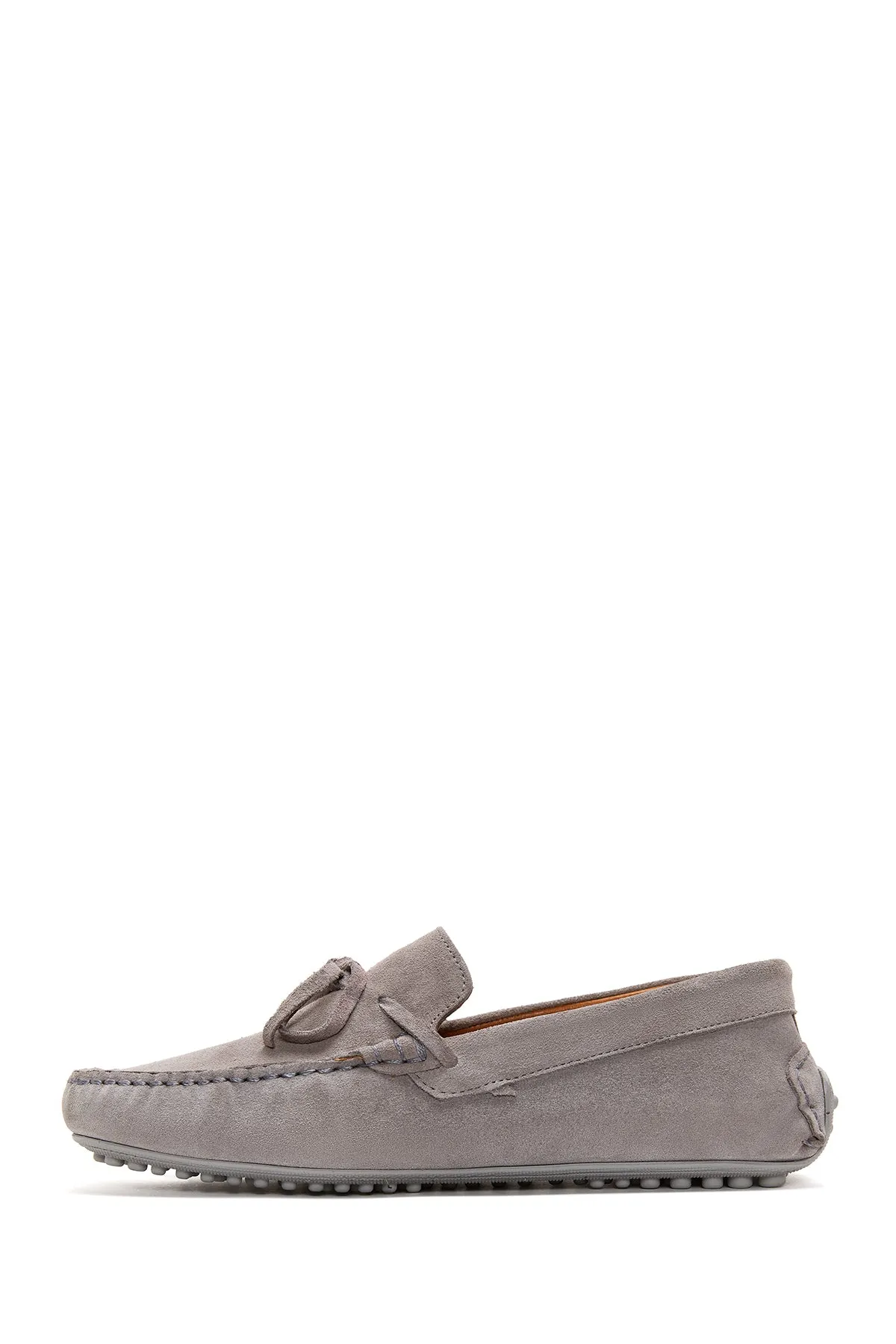 Erkek Gri Süet Deri Casual Loafer