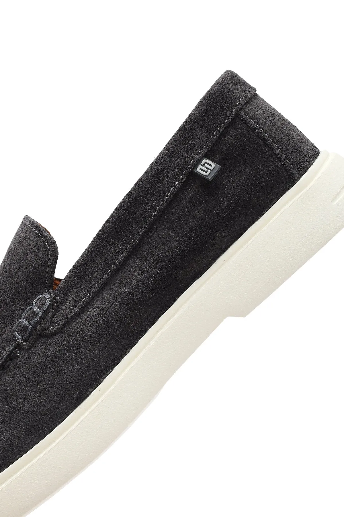 Erkek Gri Süet Deri Casual Loafer