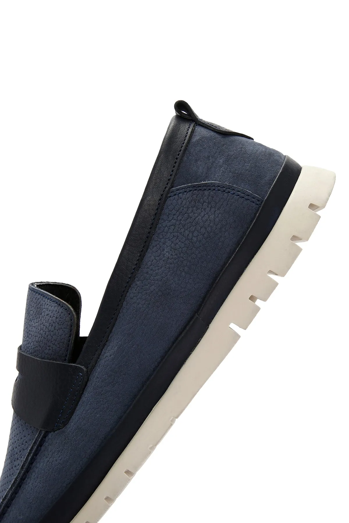 Erkek Lacivert Nubuk Deri Casual Loafer