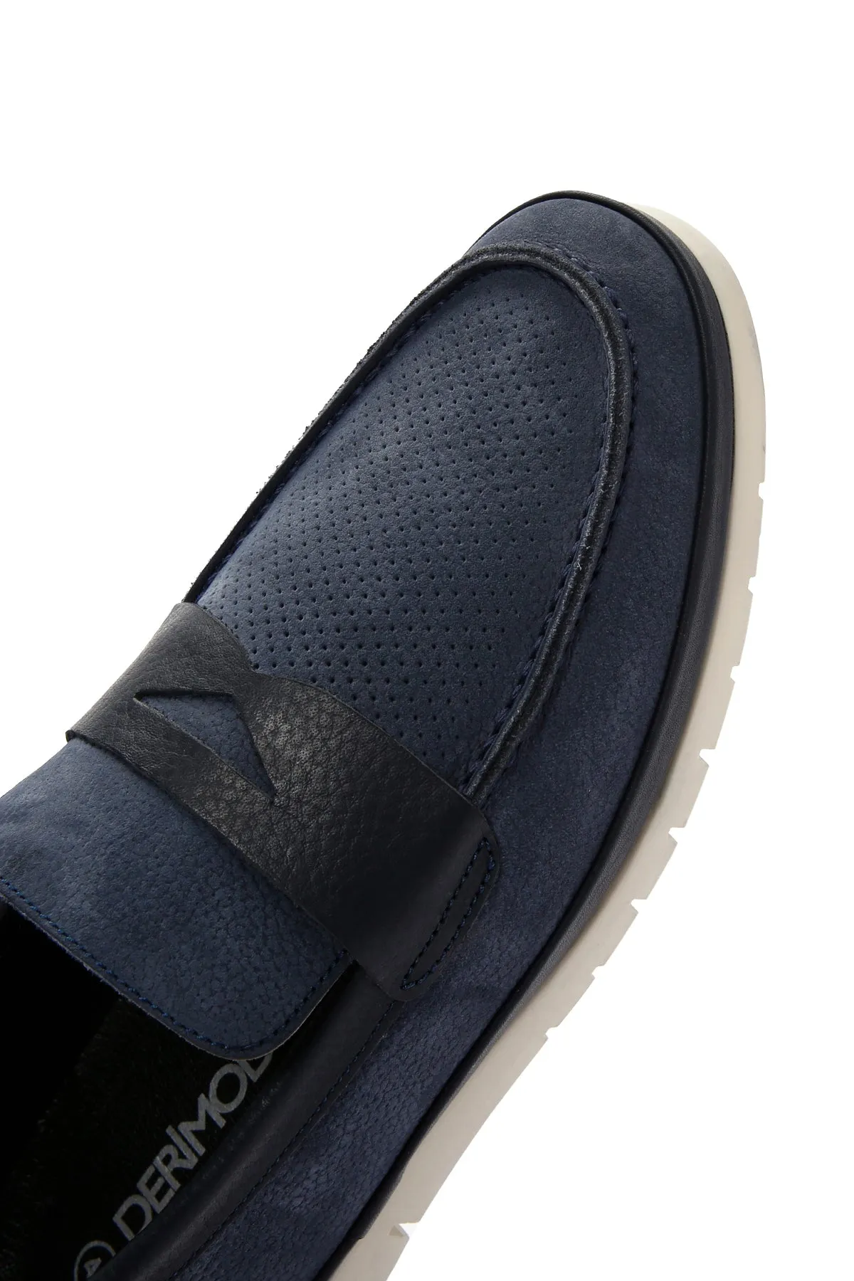 Erkek Lacivert Nubuk Deri Casual Loafer