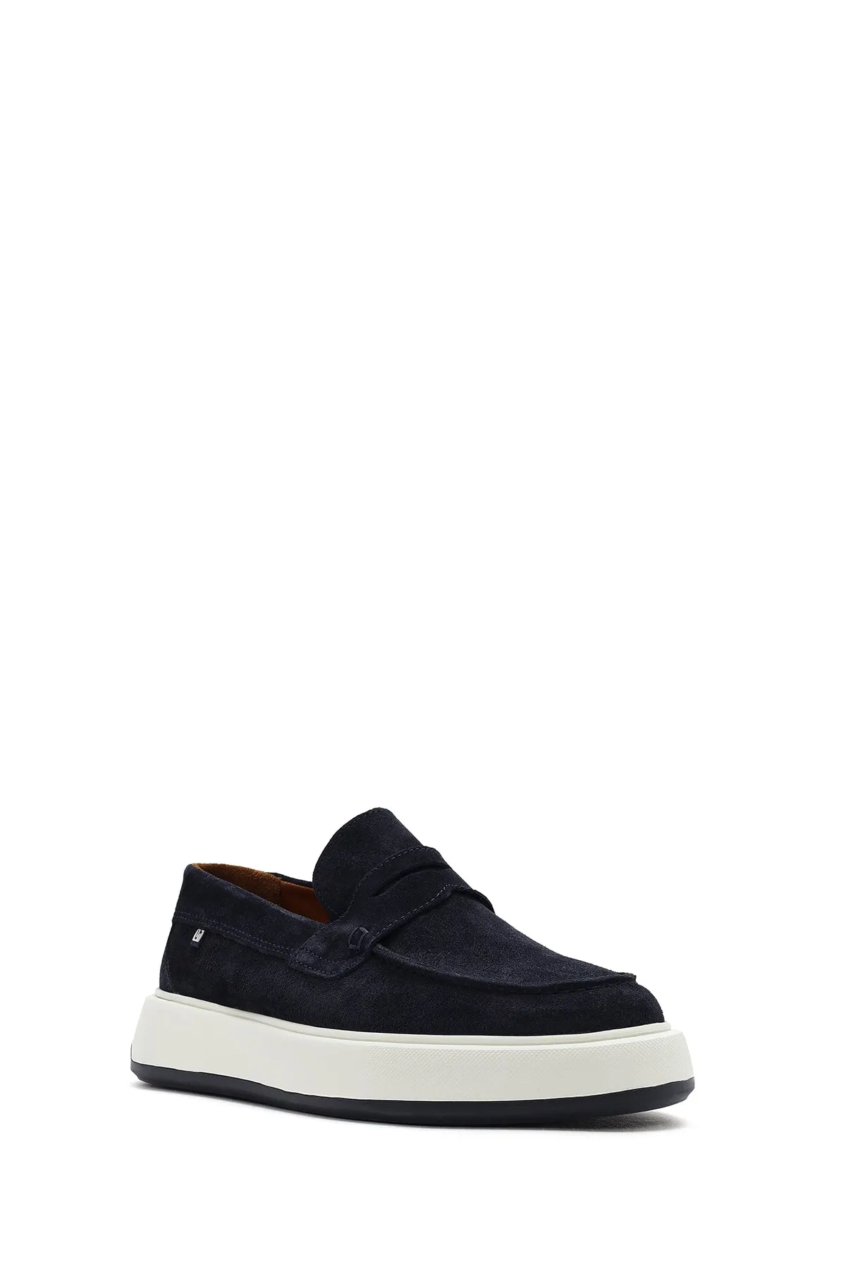 Erkek Lacivert Süet Deri Casual Loafer