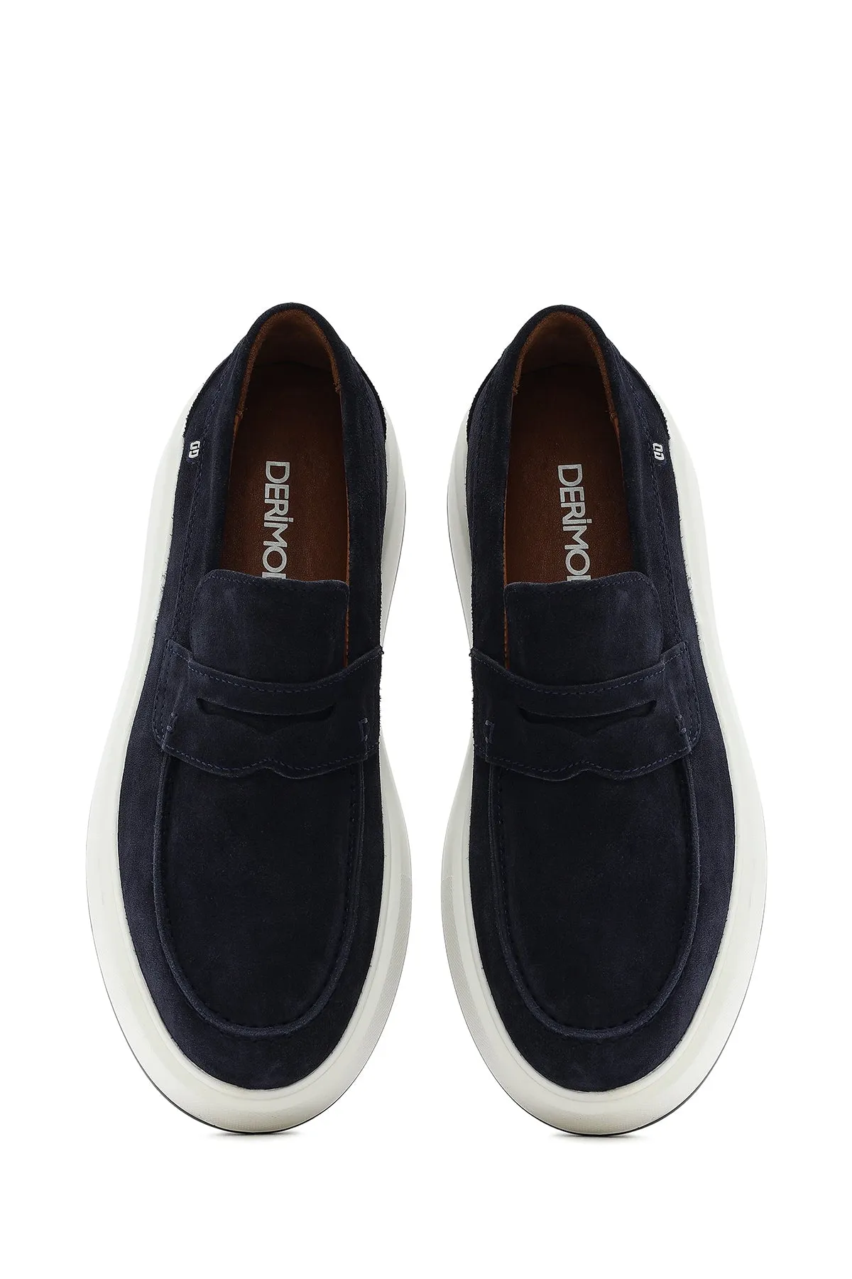 Erkek Lacivert Süet Deri Casual Loafer