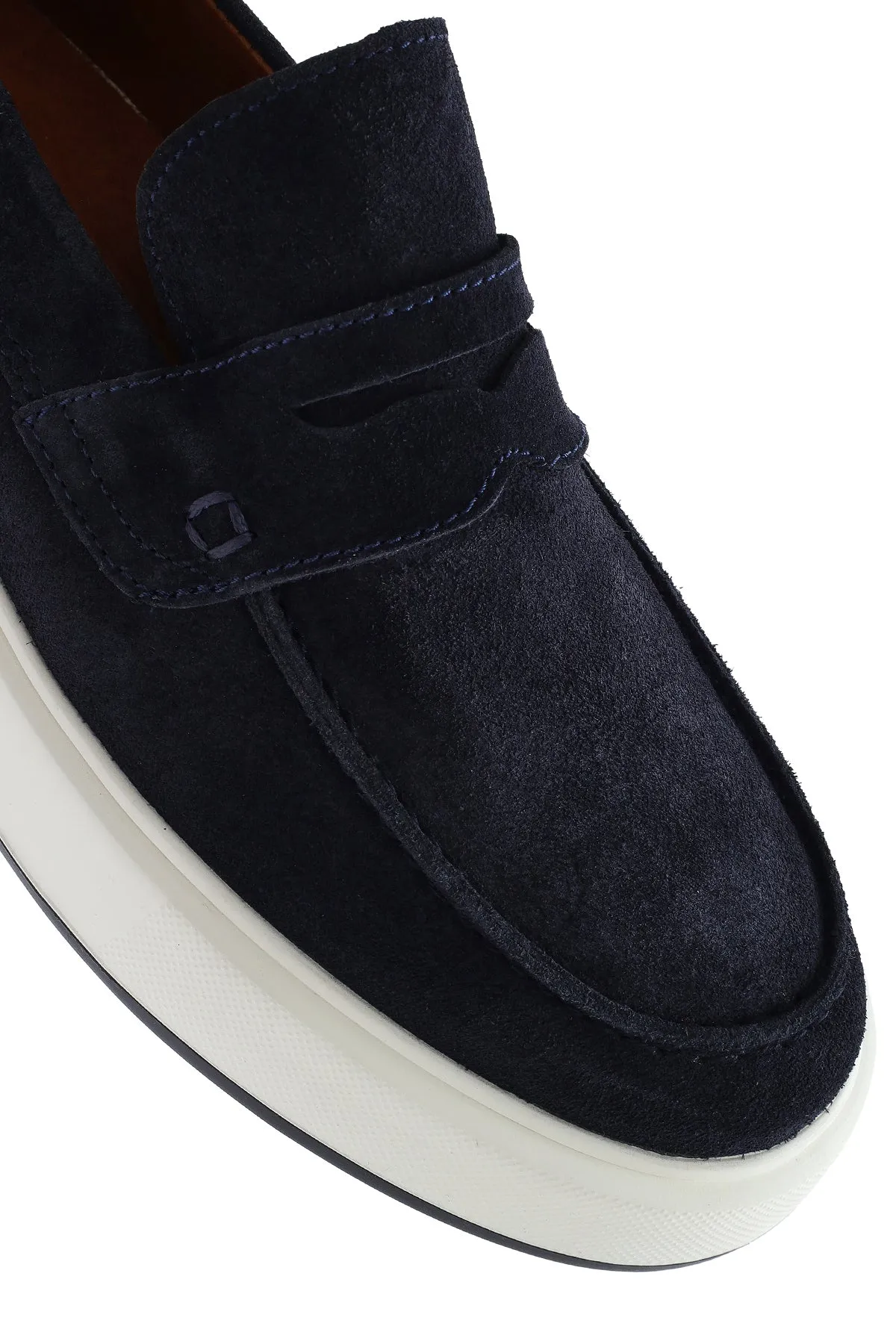 Erkek Lacivert Süet Deri Casual Loafer