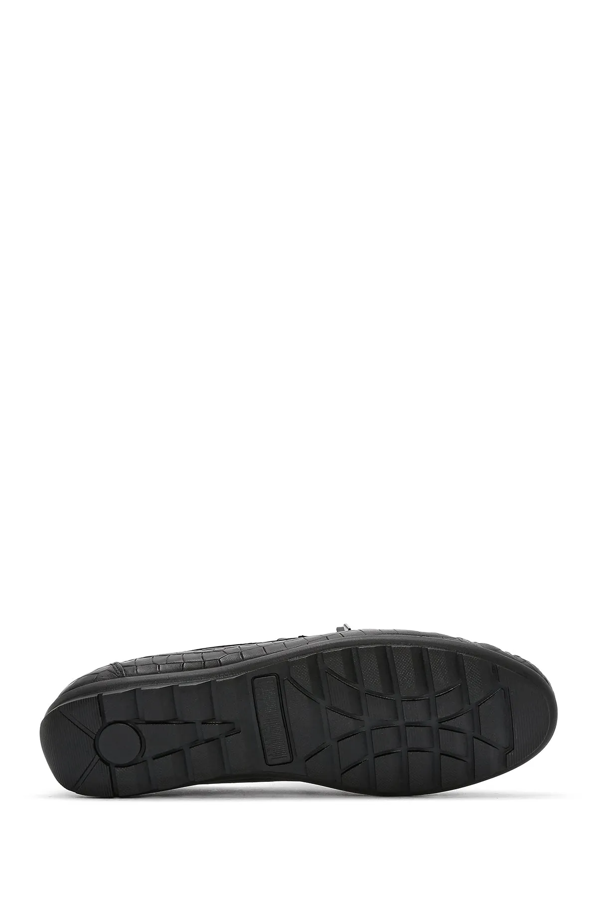 Erkek Siyah Kroko Desenli Deri Casual Loafer