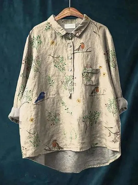 Femke | Linen Blouse with Floral Print