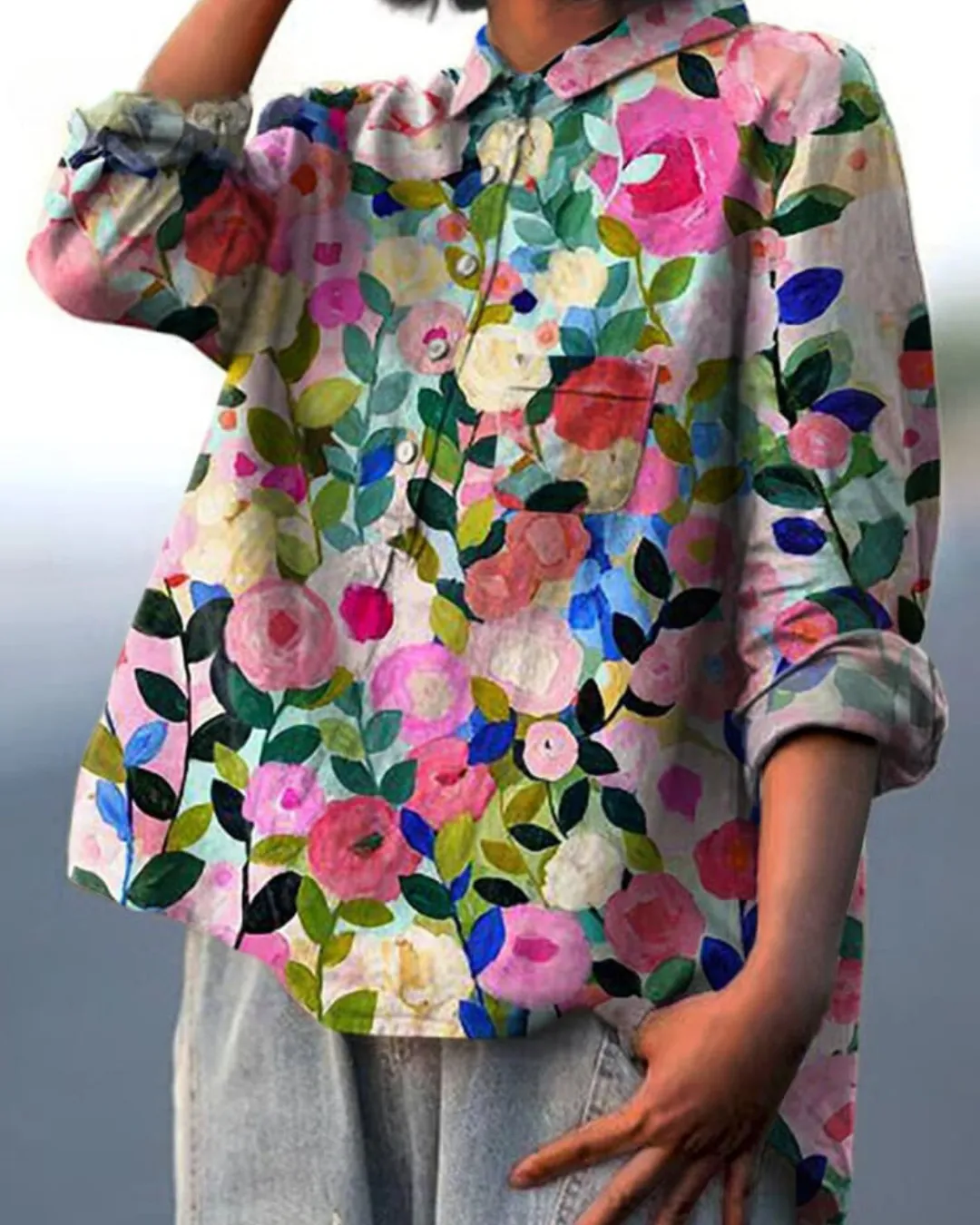 Femke | Linen Blouse with Floral Print