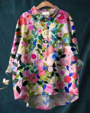 Femke | Linen Blouse with Floral Print