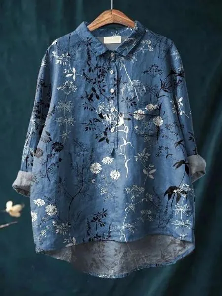 Femke | Linen Blouse with Floral Print
