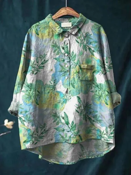 Femke | Linen Blouse with Floral Print