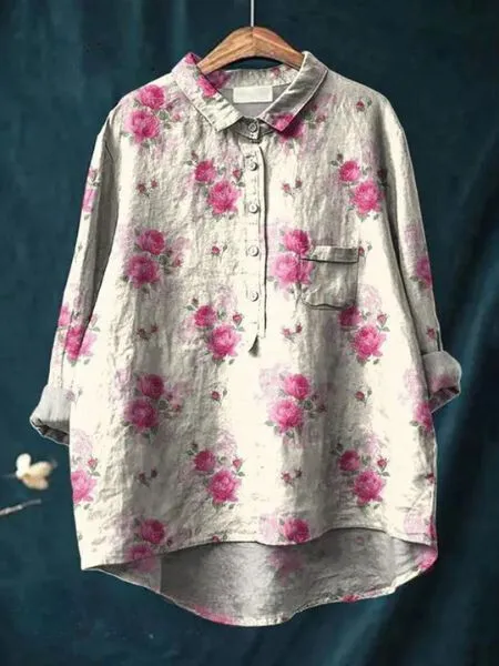 Femke | Linen Blouse with Floral Print