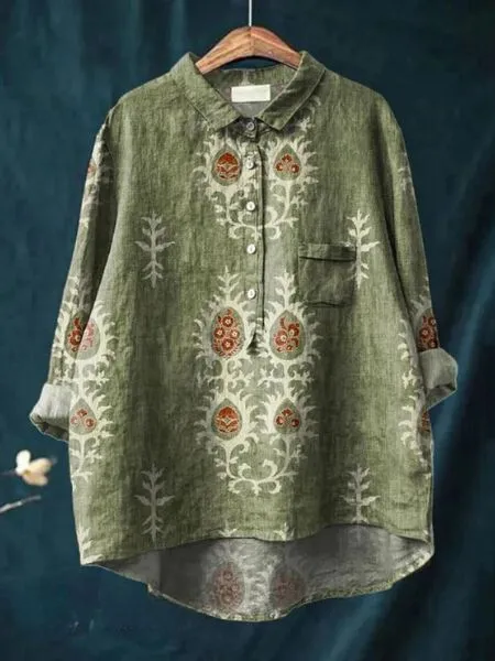 Femke | Linen Blouse with Floral Print