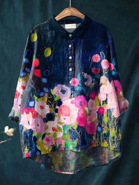 Femke | Linen Blouse with Floral Print