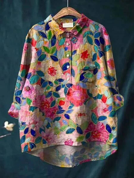 Femke | Linen Blouse with Floral Print