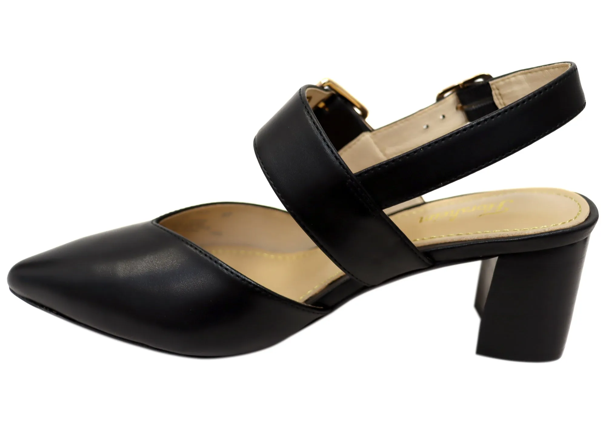 Florsheim Womens Comfortable Leather Adriana Point Toe Block Heels