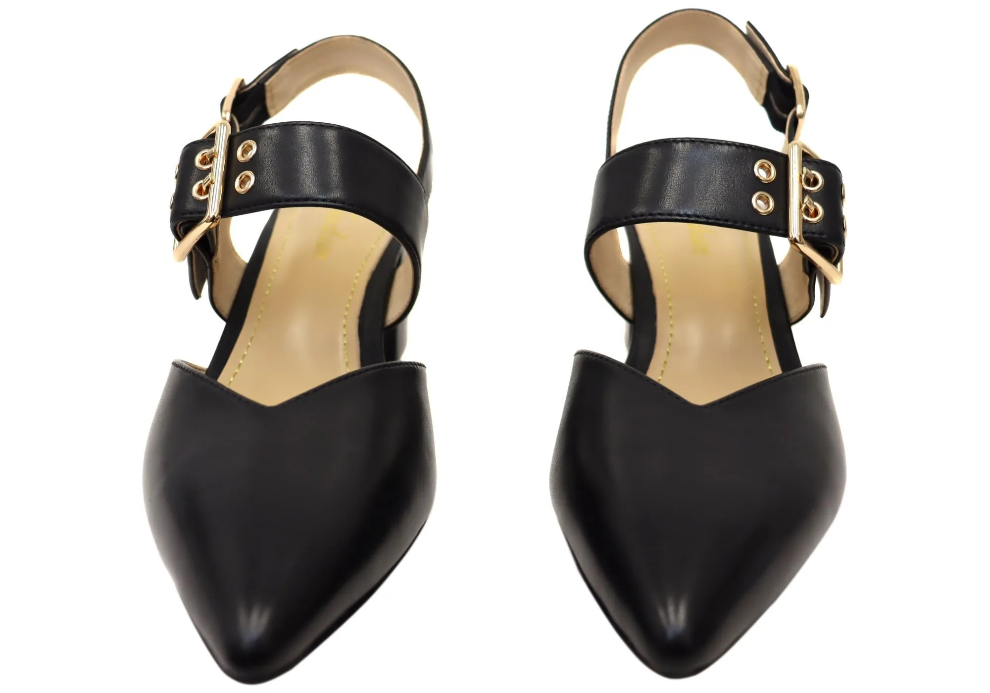 Florsheim Womens Comfortable Leather Adriana Point Toe Block Heels