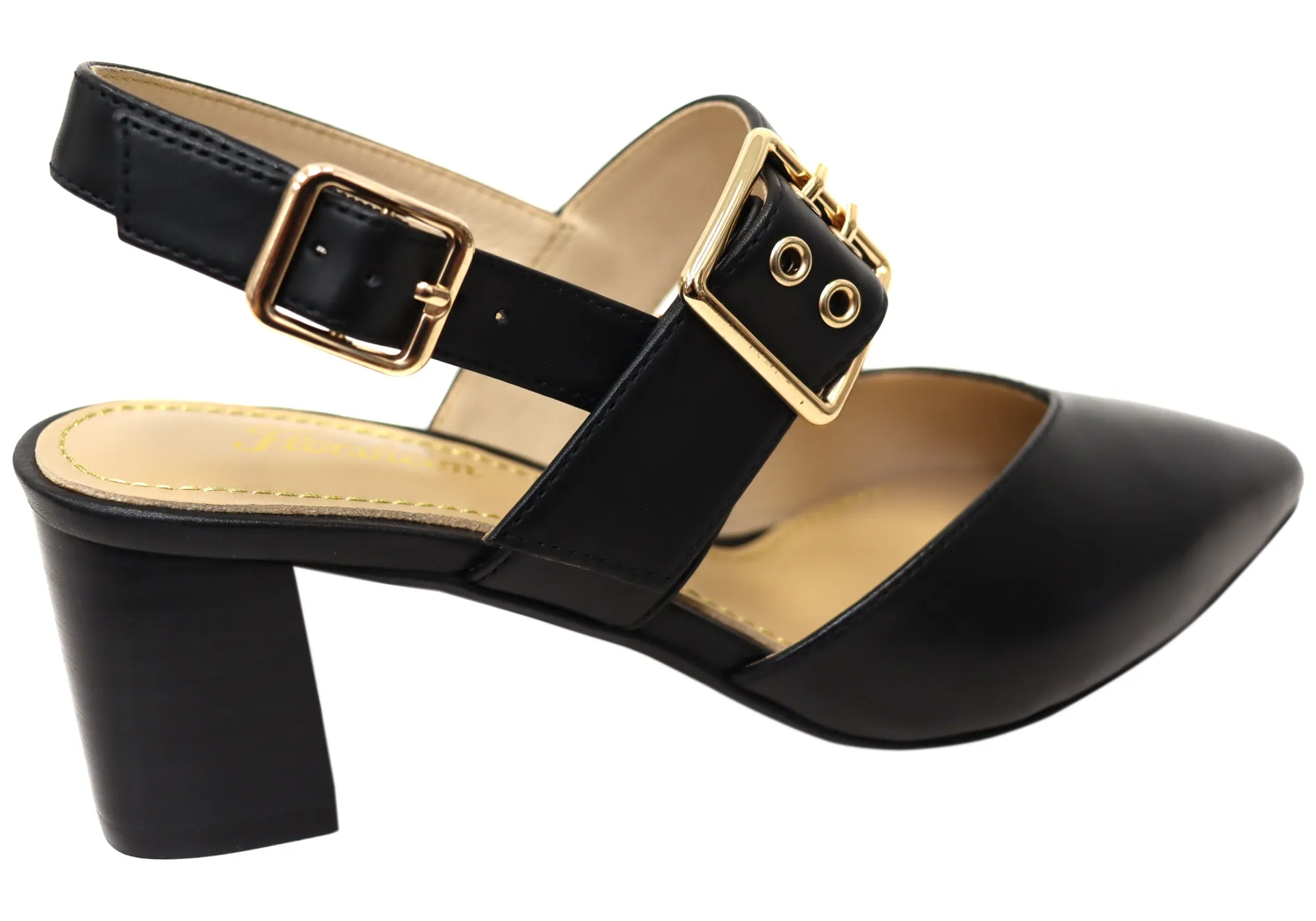 Florsheim Womens Comfortable Leather Adriana Point Toe Block Heels