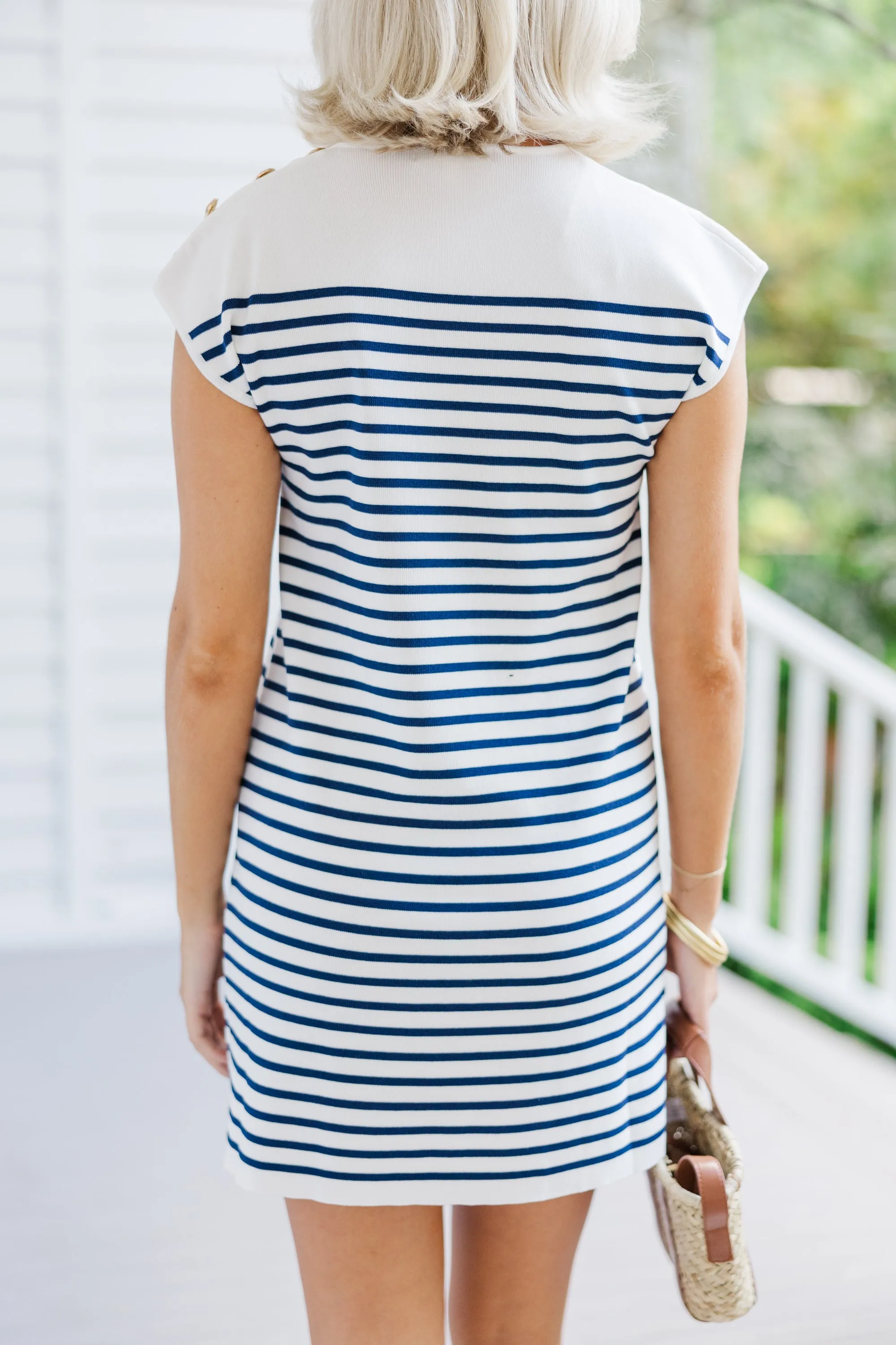Giving My All Ivory Striped Dress