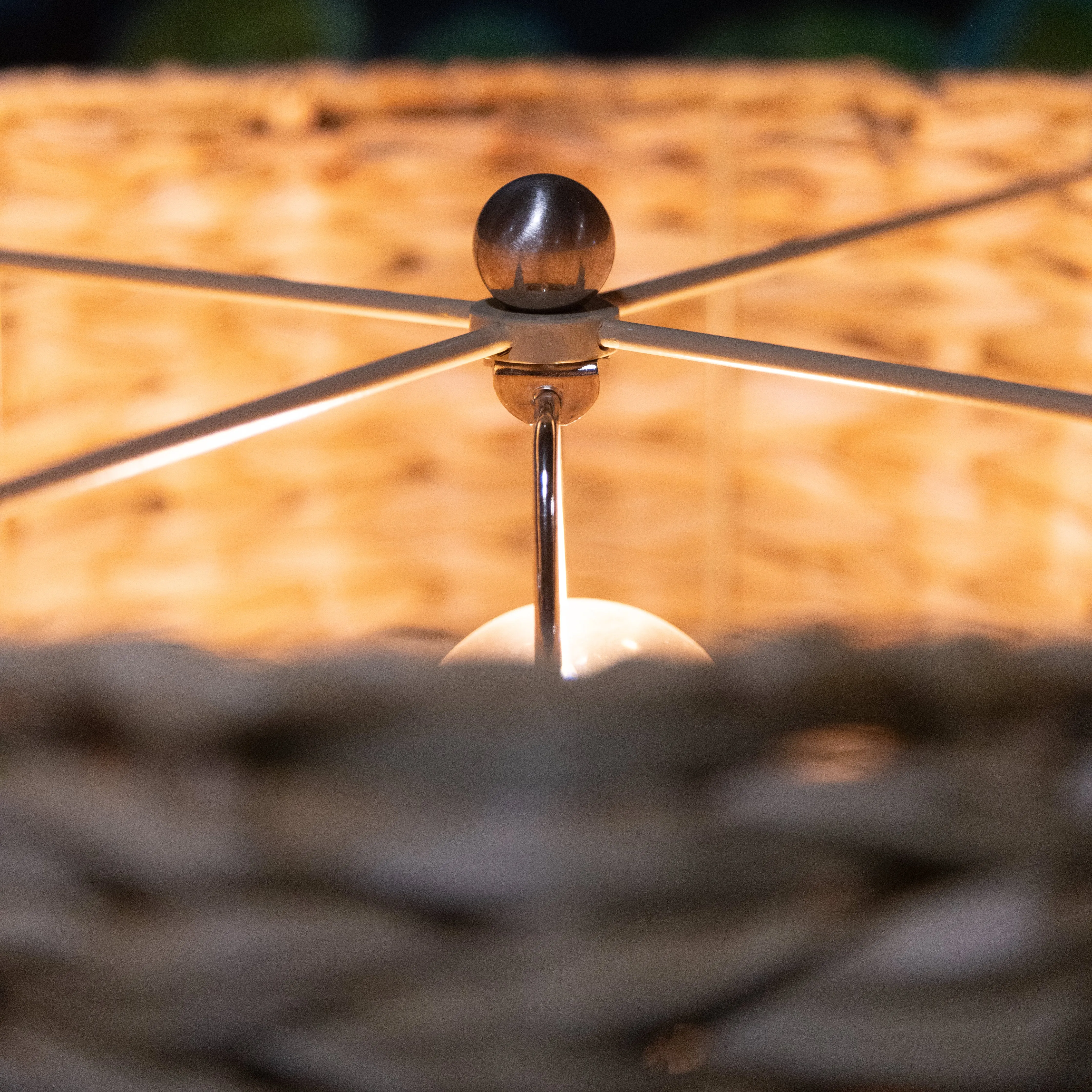 Glass Base, Woven Rattan Shade - Table Lamp