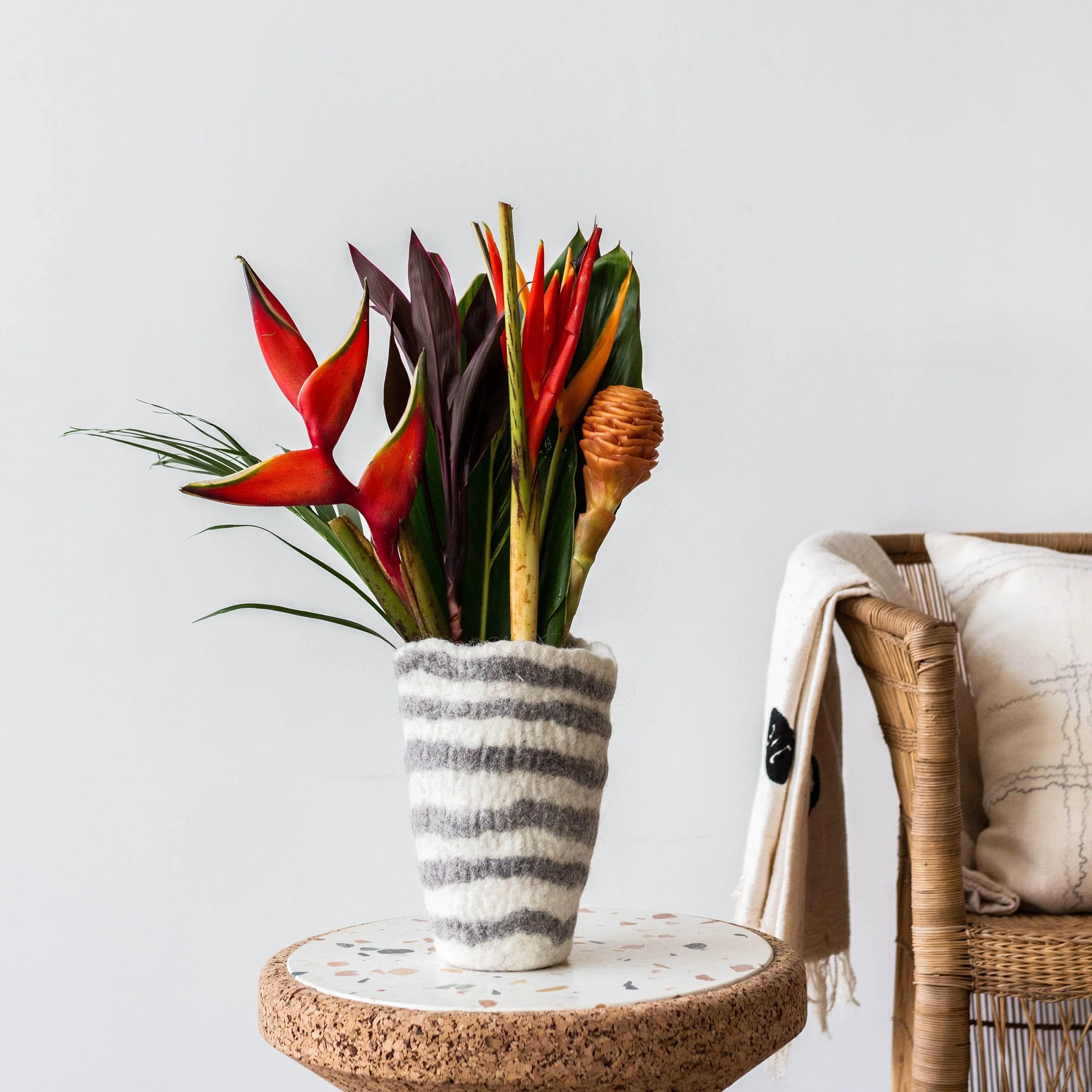 Hand-Felted Woven Wool Table Vase