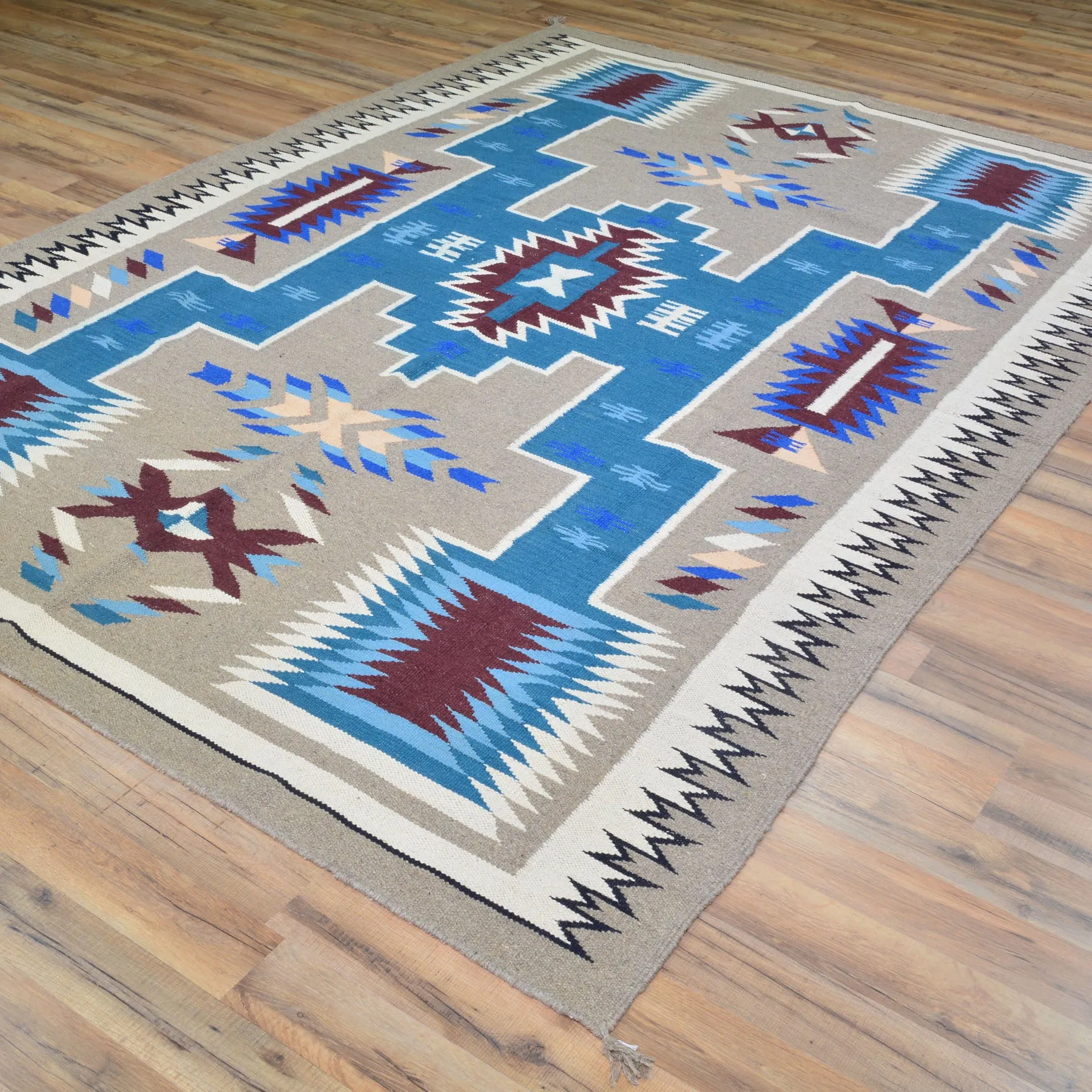 Hand-Woven Reversible Southwestern Design Handmade Wool Kilim (Size 6.0 X 8.11) Cwral-10344