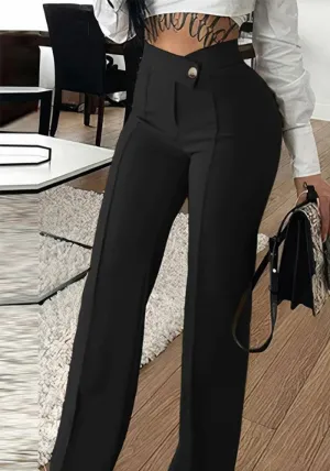 High-Waist Tailored Straight-Leg Fashion Casual Pants