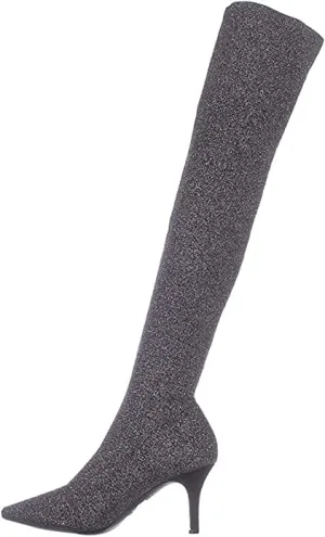 INC International Concepts Womens Briella Fabric Pointed, Black Knit, Size 5.0