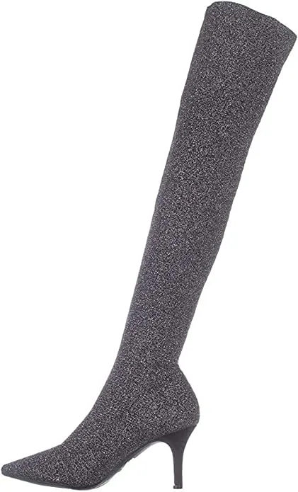 INC International Concepts Womens Briella Fabric Pointed, Black Knit, Size 5.0