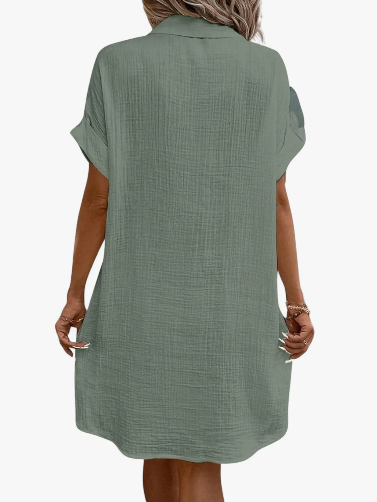 Jada | Women’s Button-Down Short Sleeve Summer Midi Dress